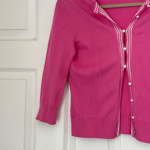 Lilly Pulitzer Pink Pearl Button Cardigan Sweater XS Women | Cropped Classic - Picture 6 of 9
